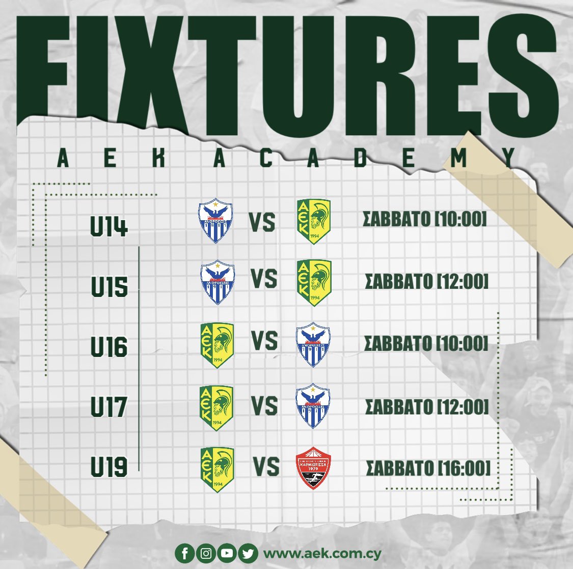 AEKLARNACA's tweet photo. #AEKacademy | 𝐅𝐈𝐗𝐓𝐔𝐑𝐄𝐒 https://t.co/IzZW433eC0