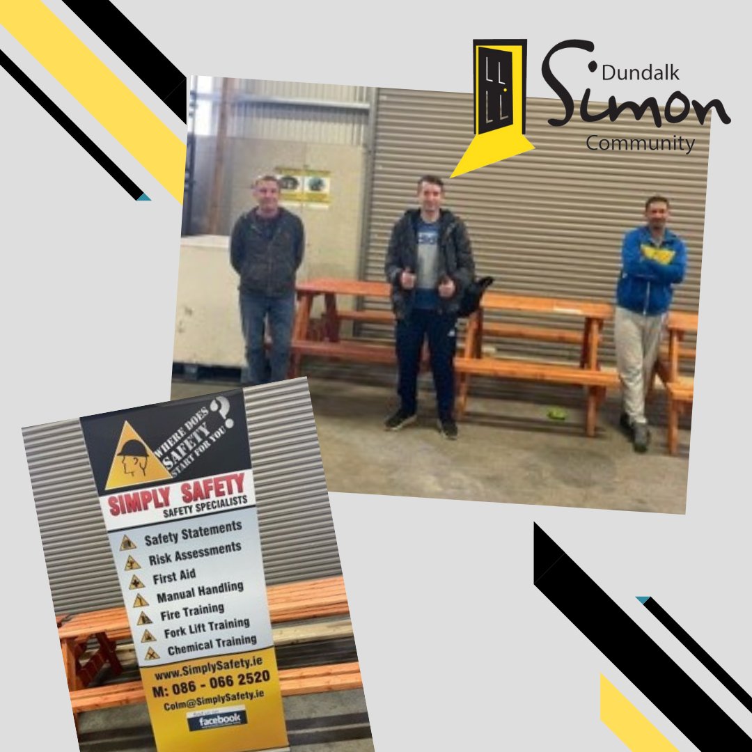 DundalkSimon1's tweet photo. Three of four of our clients whom successfully completed their benchmaking course successfully making 4 picnic benches🧺 Thanks to Dundalk Local Employment Service for funding this training for our clients and Simple Safety for delivering the training. #supportsimon https://t.co/uRgjeiy2UQ