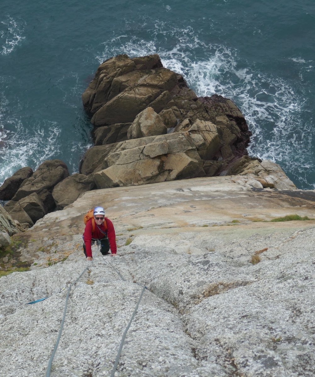 IanCrofton's tweet photo. “At one time, I would have looked forward to an ascent of the Devil’s Slide as an undemanding day out at the seaside, a dance up easy-angled, sun-kissed granite. But two and a half years before my visit to Lundy I had had my fall …” #FringedWithMudAndPearls @BirlinnBooks https://t.co/y2DYWPOUEa