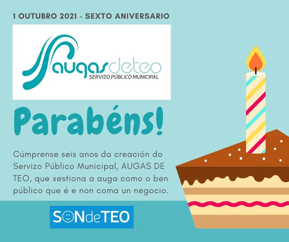 SONdeTEO's tweet photo. SEIS ANOS do SERVIZO PÚBLICO MUNICIPAL AUGAS DE TEO. Todo un fito do que alardear! https://t.co/J0mygMD7JI