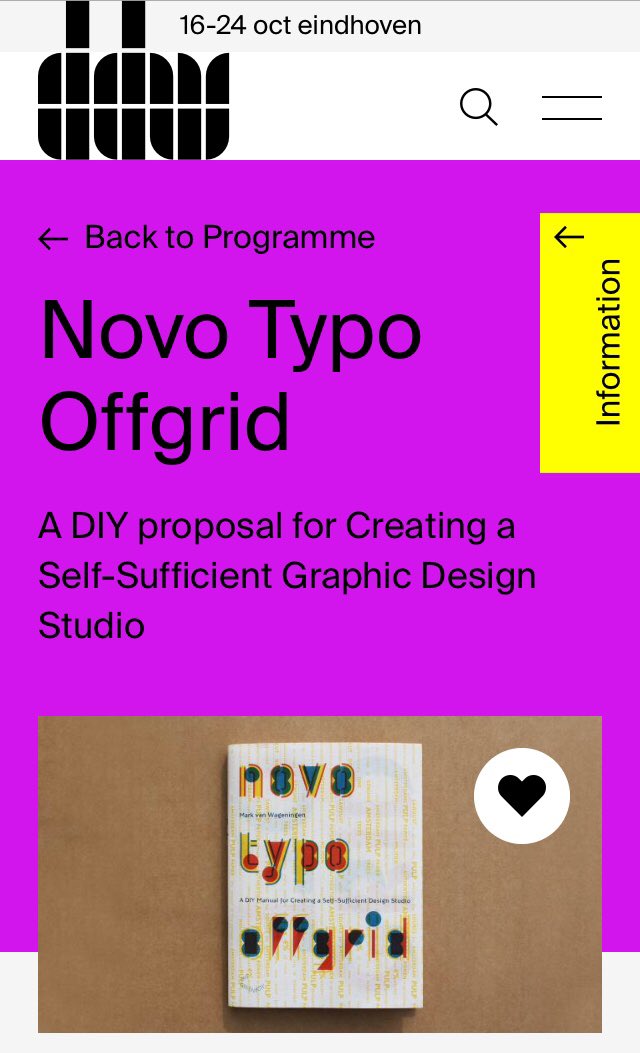 NovoTypo's tweet photo. Save the date!
Novo Typo Offgrid
Dutch Design Week @dutchdesignweek
16-24 october 2021
Location Strijp T+R area @pietheineek
Halvemaanstraat 30
5651 BP Eindhoven
Open 10:00 - 20:00 hrs.
No registration
Free entrance
#novotypooffgrid #novotypo #markvanwageningen #heyddw https://t.co/1nOoLRxuUN