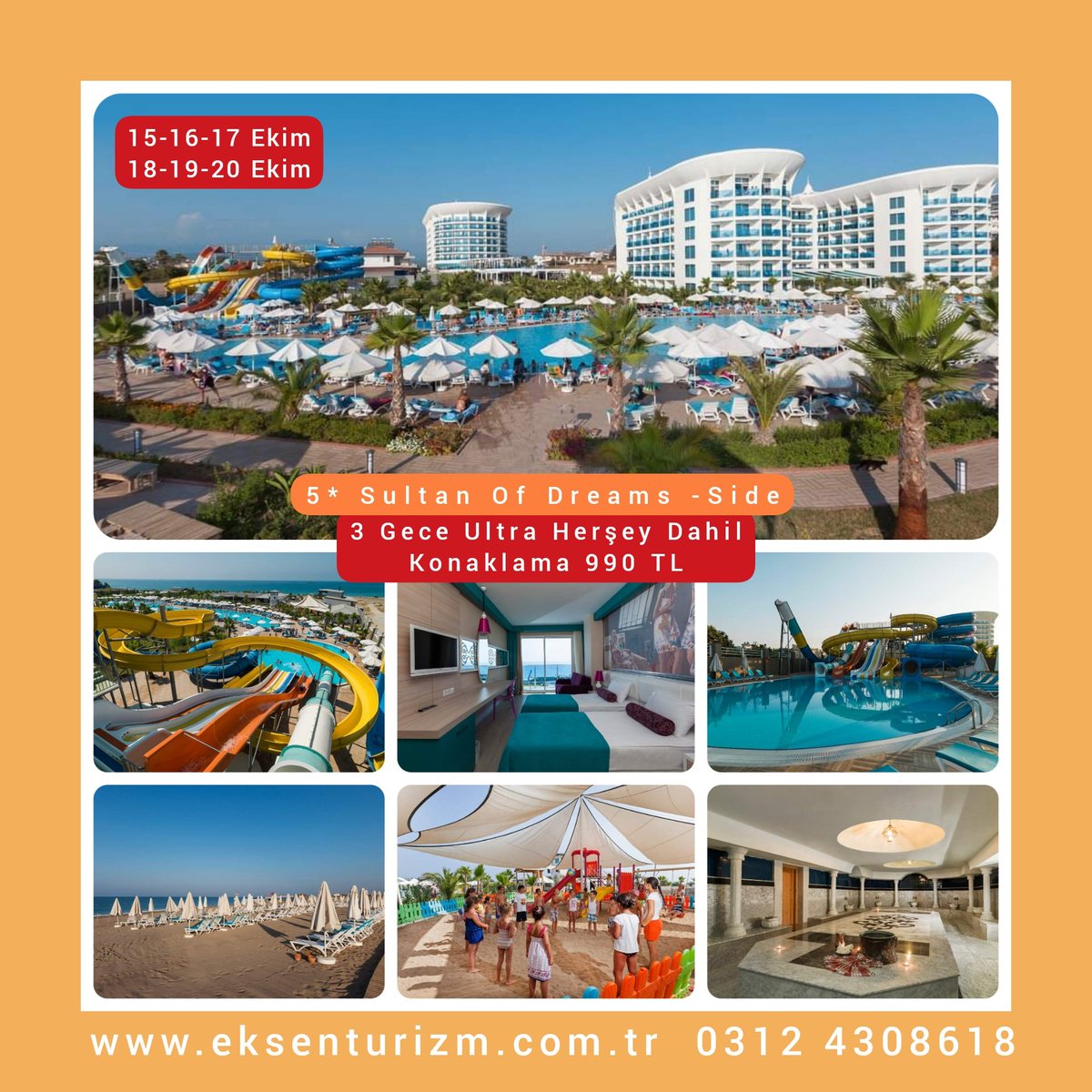 eksentur's tweet photo. Sultan Of Dreams Hotel - Side 

➡️ Denize Sıfır Özel Plaj
➡️ Ultra Herşey Dahil
👬 0-11 yaş çocuk ÜCRETSİZ
🔸️ 8 kaydıraklı aqua park
🔸️ Açık yüzme havuzları
🔸️ Çocuk büfesi - Oyun parkı
❤ Balayı misafirlerine özel konsept

Tesis hakkında bilgi 👉 https://t.co/mg88wqCK9M https://t.co/fsH6SQKNAe