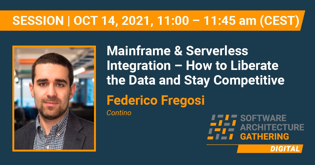 sag_conference's tweet image. In this session, Federico Fregosi will talk about &quot;#Mainframe &amp;amp; #Serverless Integration - How to Liberate the Data and Stay Competitive&quot;. He will give deep insights into different #IntegrationPatterns and #AWS services. Meet him on Oct 14 at #SAGconf: ow.ly/Zjhx50Gk4sb