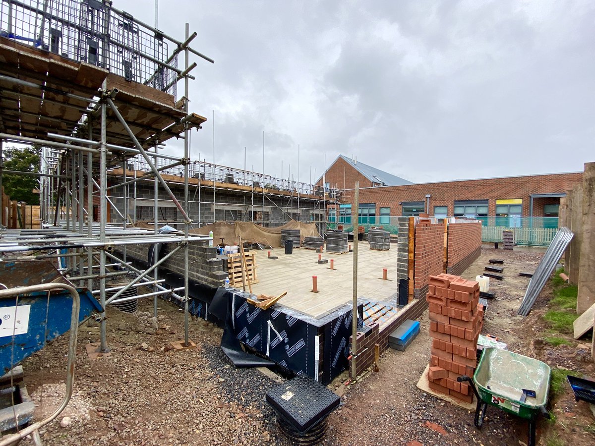 A couple of progress shots from Hazelbrook Campus’ new hydrotherapy pool. Blockwork for the pool hall is nearly complete, ready for the glulam beams to be installed which have arrived on site. 
<a href="/SelworthySchool/">Selworthy School</a> <a href="/SomersetCouncil/">Somerset Council</a> #graingearchitects