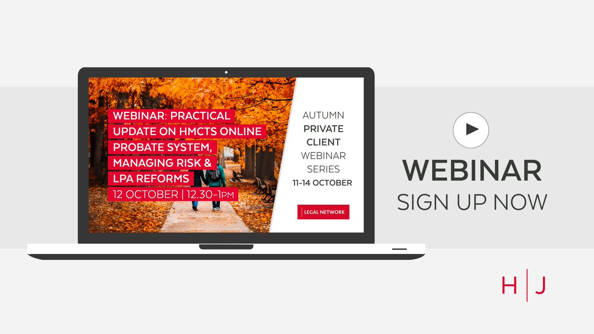 On the 12 October, Senior Associate, Austin Gill and Solicitor, Sarah Morgan from Trusts and Estates Admin will discuss recent changes and delays to LPAs, risk management and online probate as part of our #PrivateClients webinar series.
Register now: bit.ly/LN-HMCTS-webin…