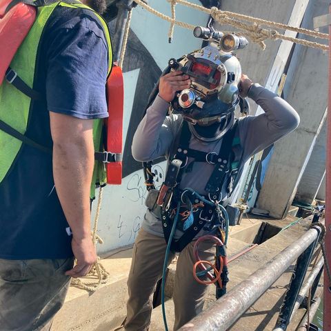 DiversInstitute's tweet photo. DIT Grad, Andres Frausto Class 102-21, on his first working dive where he was jetting mud from a sluice gate in Austin, Texas.  #diversinstitute #ditgrads #commercialdiver #commercialdiving #underwater #underwaterwelding #diveschool #adventure #bluecollar #veteranowned #military https://t.co/nbf0xwoTeK