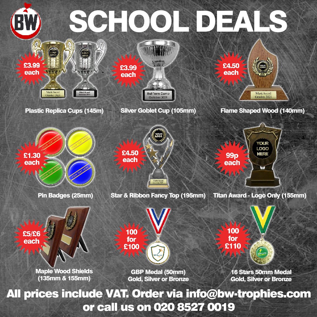 Check out our latest deals for schools and grab them at these great prices while stocks last! #medals #trophies #awards #BackToSchool #schooldeals #bargains #badges #cups #shields