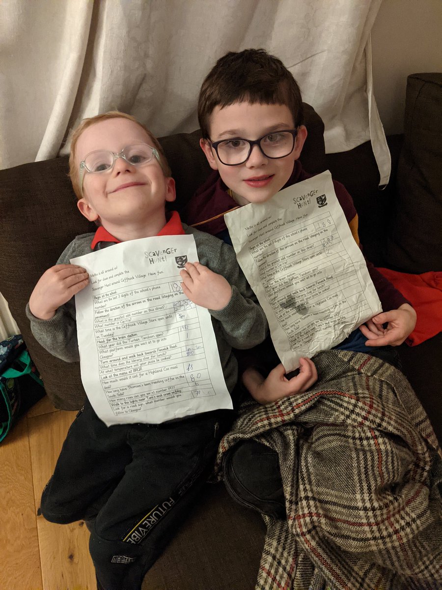 LauraCardwell83's tweet photo. @giffnockprimary #MathsWeekScot Euan and Fraser had great fun completing the scavenger hunt with their friends. https://t.co/8qRXRONNmA