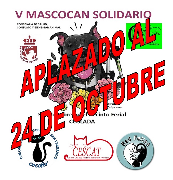 Ayto_Coslada's tweet photo. ℹ️🔴‼️ SUSPENDIDO: El V @MascocanCoslada solidario de #Coslada se POSPONE debido a la previsión de lluvia. SE MANTIENE el CANICROSS https://t.co/J0obG7SEIR https://t.co/DbdPDEdPt3