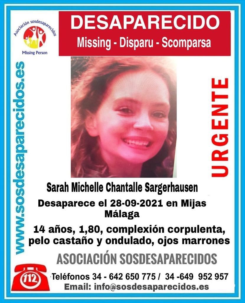 MijasCom's tweet photo. #SoSDesparecidos | #Mijas 
🔴 Desaparece en Mijas Sarah Michelle Chantalle, una menor de 14 años.

Si tienes alguna información llama:

☎️112 @E112Andalucia
☎️091 @policia
☎️062 @guardiacivil https://t.co/9rOX8jL77N