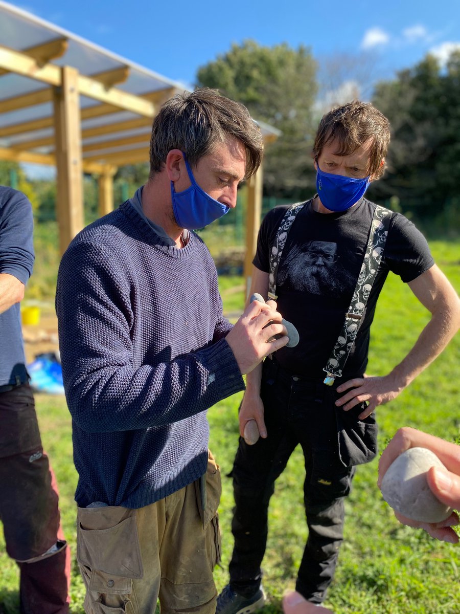 EArchaeol's tweet photo. Making stone axes! Our MSc in Experimental Archaeology &amp; Material Culture, MSc in Hunter-Gatherer Archaeology, MSc in Archaeology students, under Dr Brendan O’Neill’s expert guidance will be making, hafting, &amp; testing Mesolithic &amp; Neolithic stone axes at CEAMC this term. https://t.co/aAlXP3SU9I