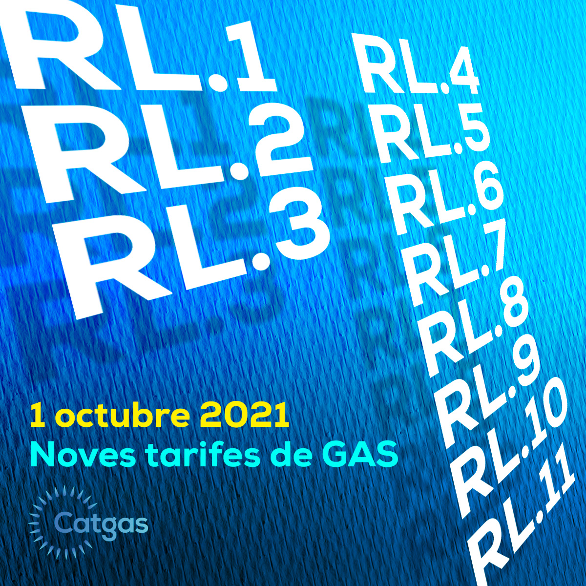 Catgas_Energia's tweet photo. Avui, 1 d'octubre, entren en vigor les noves tarifes RL de gas, ja disponibles al nostre web.
https://t.co/jn4kSYtHx1
#catgas #tarifesgas https://t.co/br6W9wiif9