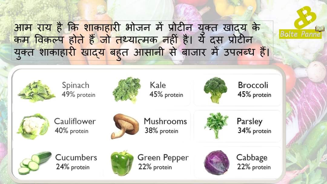 BoltePanne's tweet photo. विश्व शाकाहार दिवस - 01 अक्तूबर
आम राय है कि शाकाहारी भोजन में प्रोटीन युक्त खाद्य के कम विकल्प होते हैं जो तथ्यात्मक नहीं है। ये दस प्रोटीन युक्त शाकाहारी खाद्य बहुत आसानी से बाजार में उपलब्ध हैं।
#Boltepanne
#Worldvegetarianday https://t.co/MbH7OrE6Zq