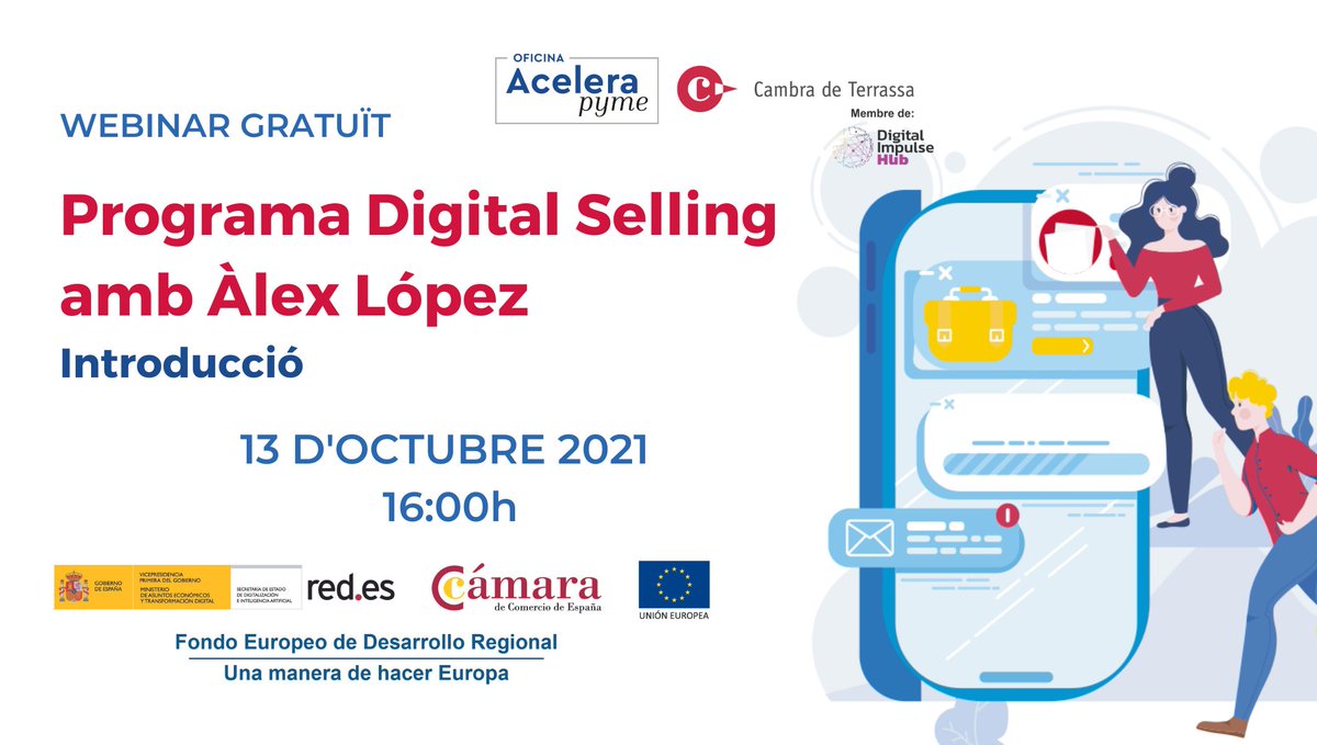 CambraTerrassa's tweet photo. 𝐖𝐄𝐁𝐈𝐍𝐀𝐑 𝐄𝐗𝐂𝐋𝐔𝐒𝐈𝐔 #AceleraPyme🟠Aprèn a millorar les estratègies #online dels #SocialMedia amb Àlex López -@retailmeeting- TOP 10 mundial de #SocialSelling #DigitalSelling!

#Webinar gratuït📅13 d'octubre🕓16:00h
Inscriu-te👉🏽https://t.co/U64sFbGhmS https://t.co/qZ7LVj2Xj0
