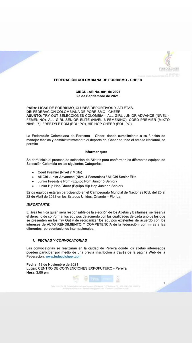 Federación Colombiana de Porrismo - FEDECOLCHEER tweet media