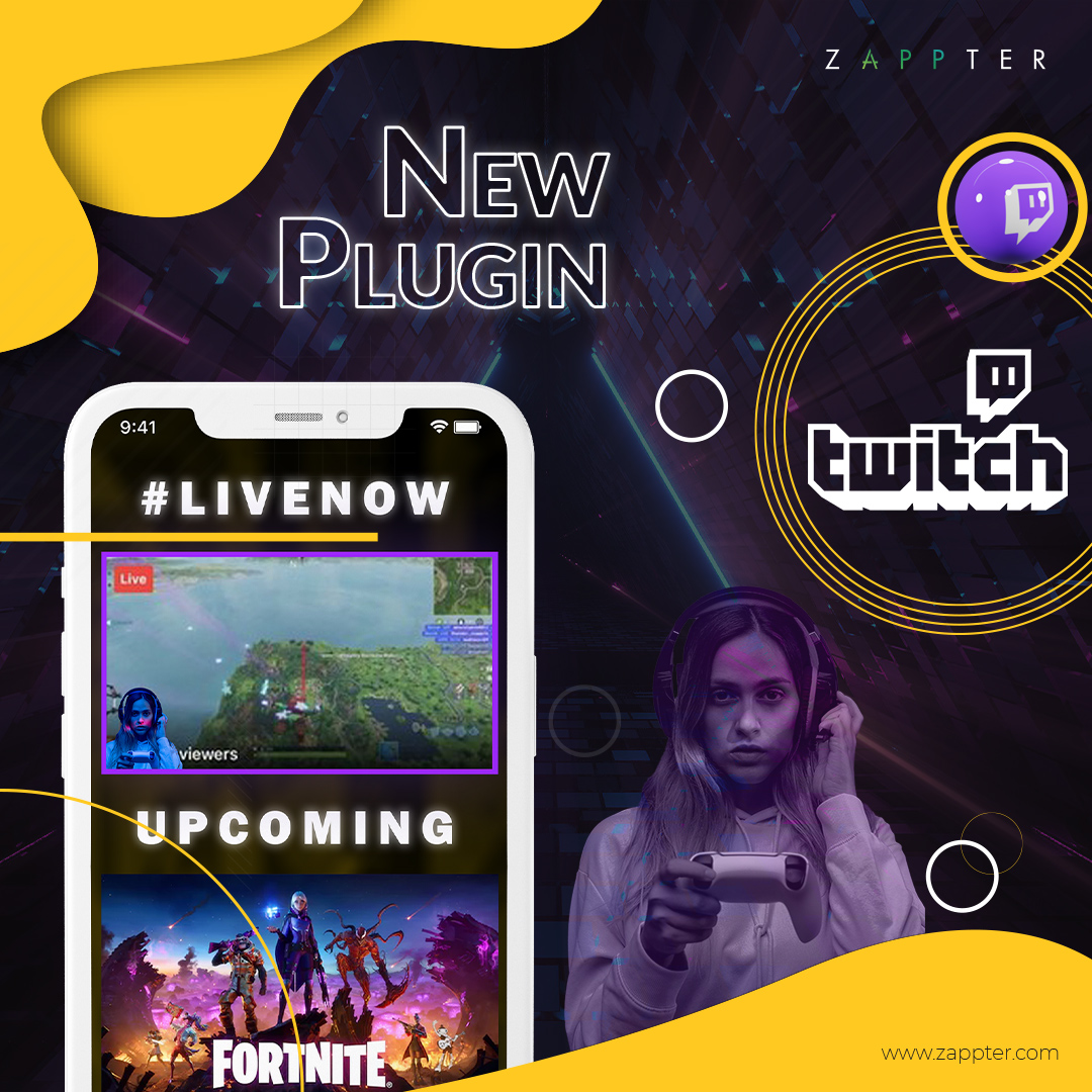 zappter's tweet photo. Pro gamer or a team, you need a brand in ever-growing mobile eSports. @twitch, where over 90% of worldwide gamers live-stream, is a place for you too.

#zappter #appbuilder #twitch #twitchstreamer #fortnite #callofduty #lol #valorant #apex #loltyler1 #ninja #aceu #tfue #myth #fn https://t.co/XuavDx8aGv