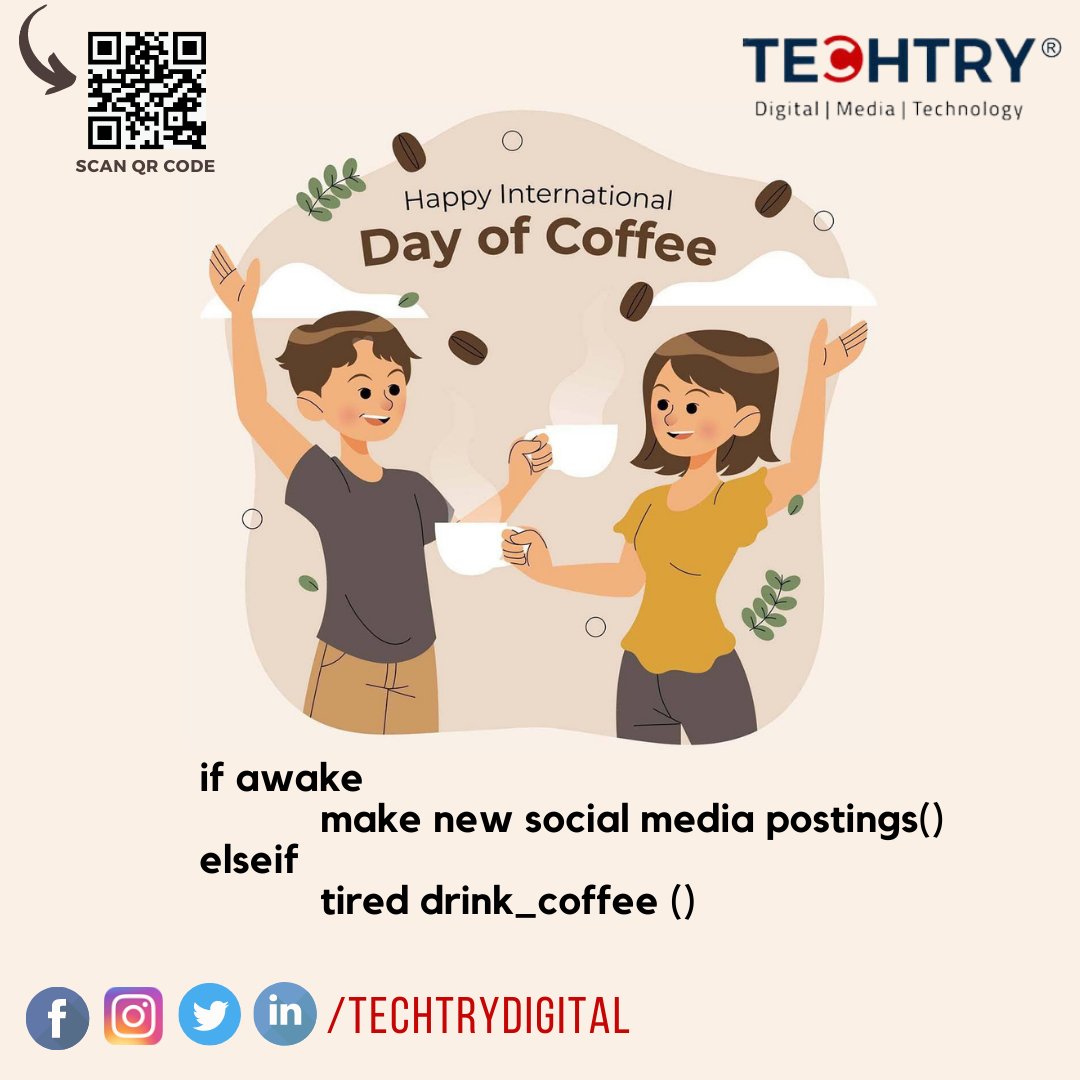 TechTryDigital's tweet photo. C O F F E E // โ๏ธ
From cappuccinos to lattes, Everything is possible with enough #coffee! Happy International Coffee Day
#internationcoffeeday #coffeday #techtry #digitalmarketing #startups #marketing https://t.co/tt01Sq5H2g