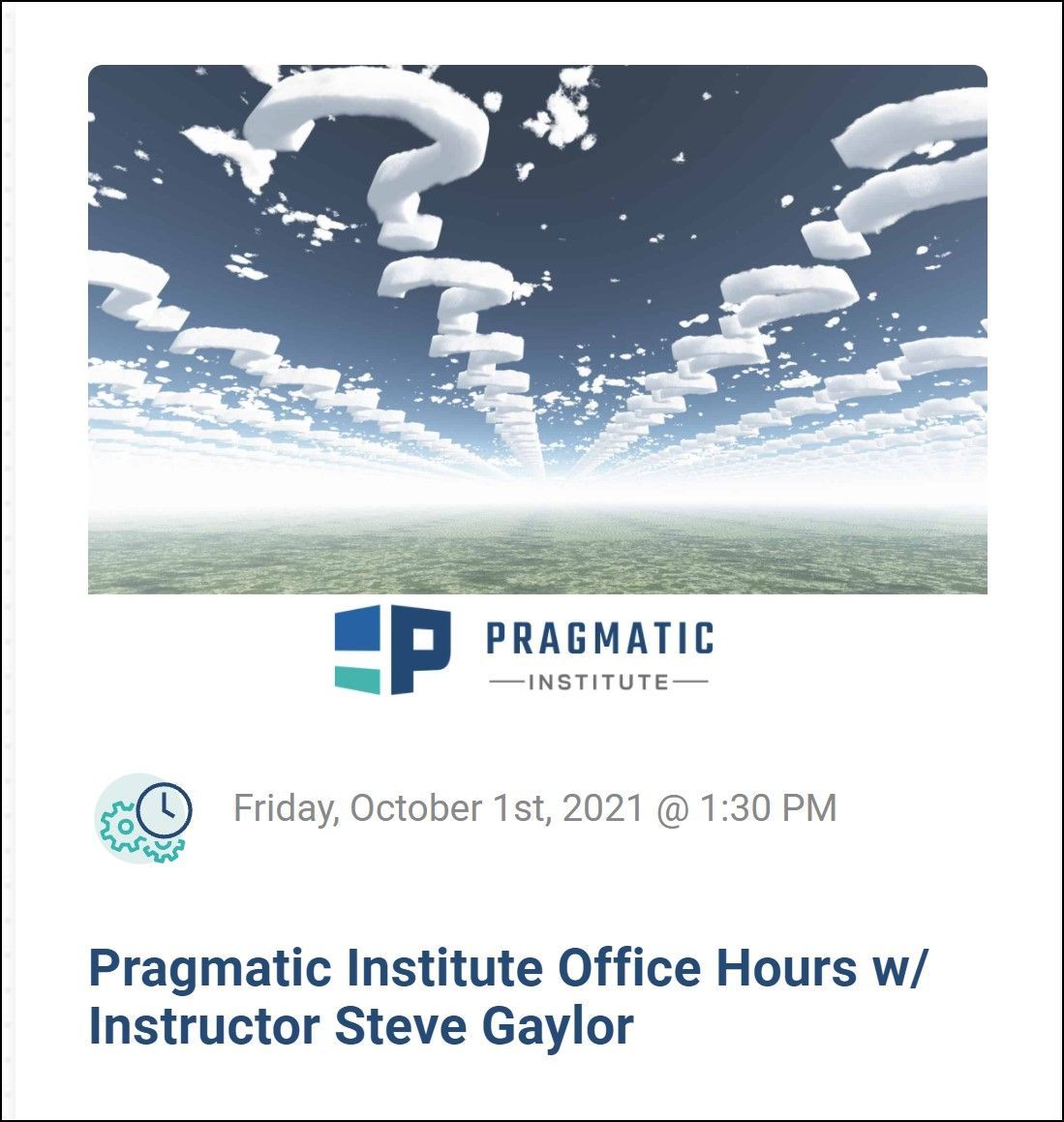 DianeLPierson's tweet photo. Attention Pragmatic Alumni! Chat with our own Steve Gaylor this Friday @ 1:30 PM ET at Pragmatic Institute Office Hours. Each week, one of our instructors will be live online to answer your questions and provide the guidance you need on everything product. https://t.co/jThn0WSfC7 https://t.co/AdqY4jXolV