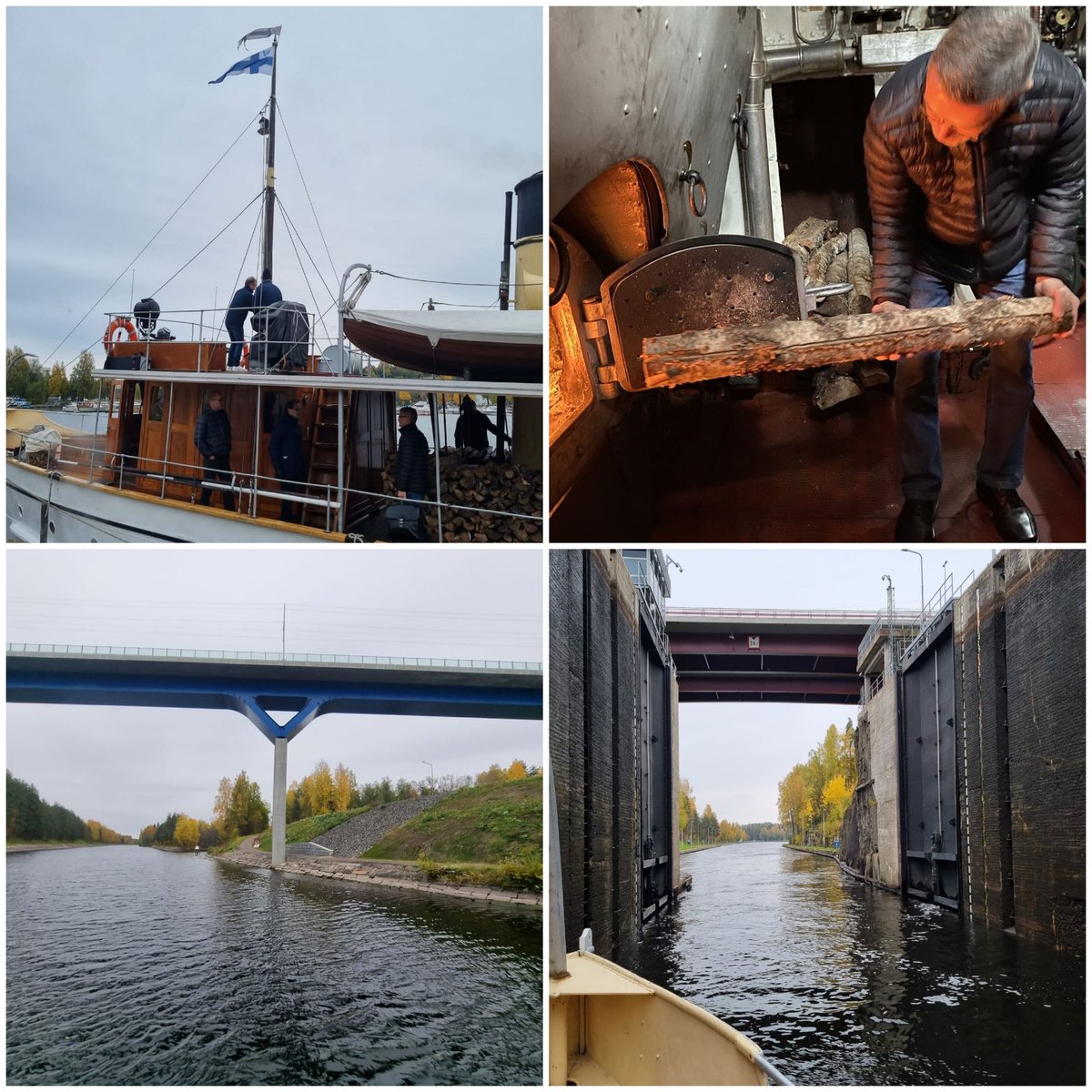 KWihlman's tweet photo. Tänään historian havinaa komealla höyrylaiva ss Saimaalla. 
Kanavan sulkujen pidentäminen ja vedenpinnan nosto -hankkeen haasteisiin tutustumassa samalla reissulla. https://t.co/9umWQHIIBE