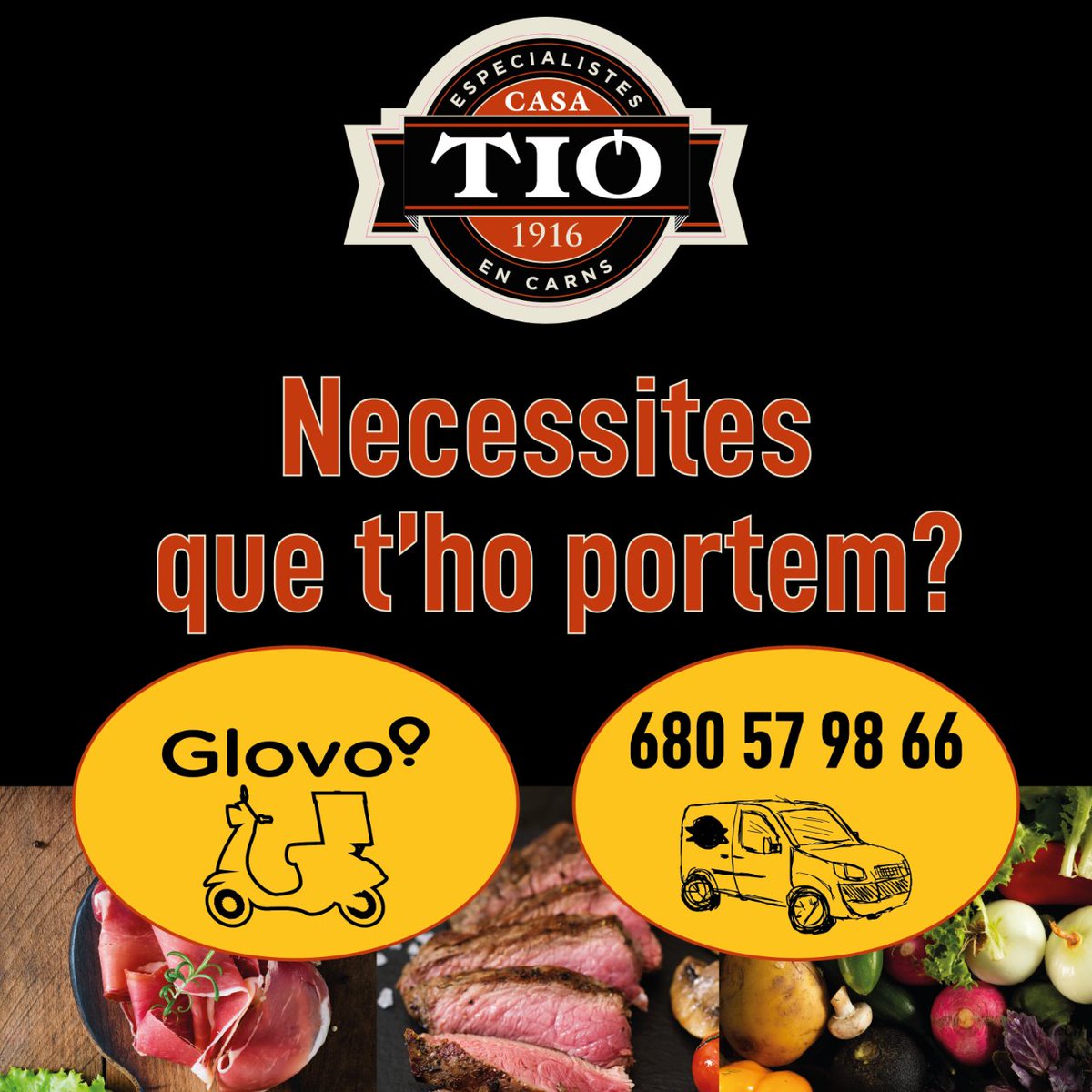 CASA_TIO's tweet photo. Si no pots (o no vols 😄) anar a #comprar la teva #carn o la teva #Fruita i #Verdura, a #Casa t'ho posem #fàcil.
Busca'ns a l'app de Glovo o truca al nostre servei a domicili.
Tu tries i nosaltres t'ho portem. #🚚

#elaboraciópròpia #proximitat #ramadersicarnissers #compralocal https://t.co/Q2cXRjDzO9