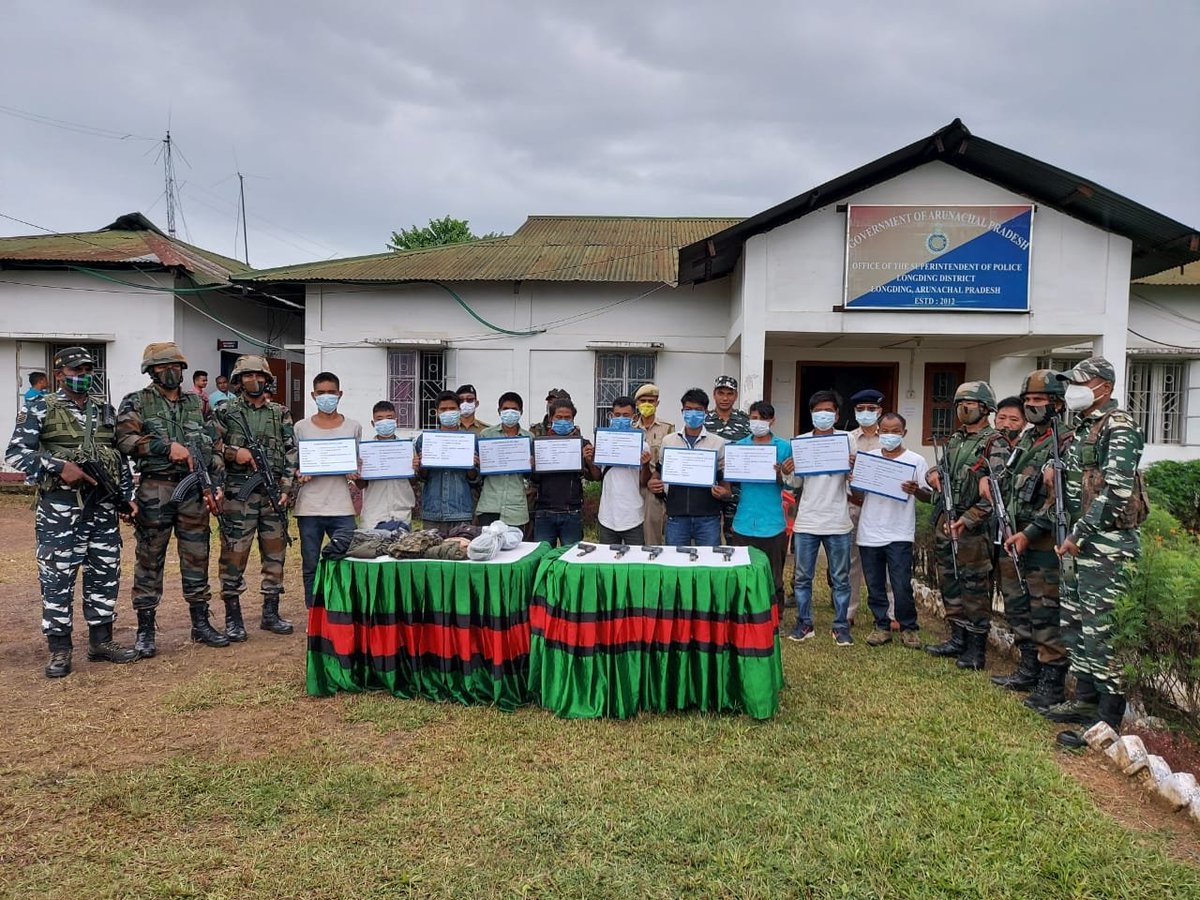 SpLongding's tweet photo. The joint initiative of #LongdingPolice and #AssamRifles has resulted in surrender of 10 cadres of various NSCN factions in Longding District. Such surrenders will help misled youth shun violence and join mainstream.@ArunachalCMO @DgpPradesh @easterncomd @BrigMishra https://t.co/w64eCHqRPh