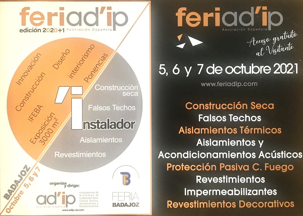 ACTIS_IBERIA's tweet image. ACTID participará en la próxima edición de la Feria organizada por @AdipAsociacion que tendrá lugar en el Recinto Ferial de Badajoz los días 5, 6 y 7 de Octubre: FERIA ADIP BADAJOZ 2020+1   ¡Os esperamos!