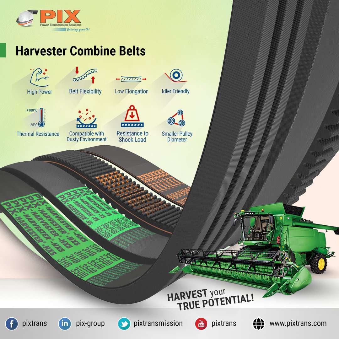 pixtrans's tweet photo. PIX-Harvester Combine Belts
#PixTrans #PixTransmissions #Belts #VBelts #AgriculturalBelts #PIX #EUROPAGES @EUROPAGES #wlw @wlw @DirectIndustry @AgriExpo.VirtualExpo @BearingNetOfficial #DirectIndustry #AgriExpo #BearingNetOfficial #MDesign #BearingExpo #EIMA #visableportal https://t.co/A8Tago0cAn