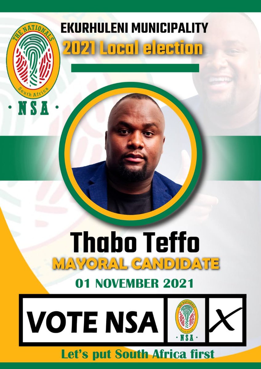 Chalale301's tweet photo. Our Ekurhuleni Mayoral Candidate.

#ThaboTeffo #NSAParty #SouthAfricansFirst #2021LocalElections https://t.co/iMqdbOche9