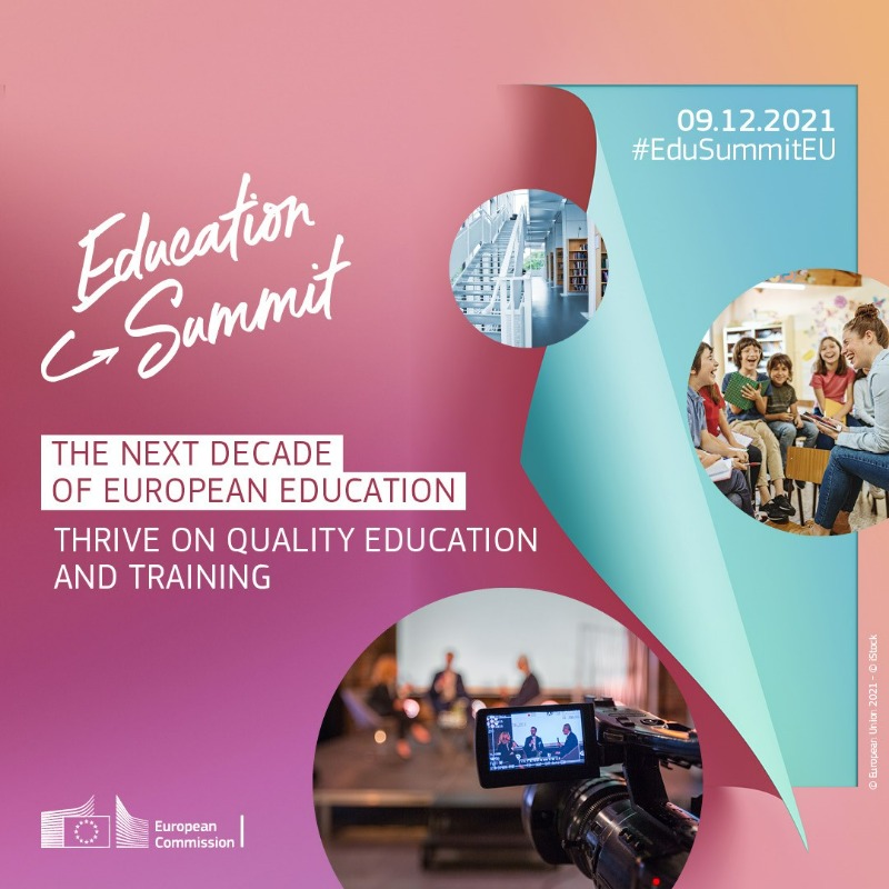 EUErasmusPlus's tweet photo. We are delighted to announce the European Education Summit 2021!

Join policy-makers, stakeholders, teachers and pupils as they discuss the next decade of EU education &amp; training on 9 December.

Let’s turn the page after a challenging year and look to the future! 

#EduSummitEU