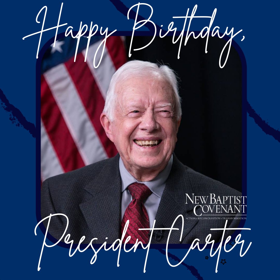 NewBaptCovenant's tweet photo. Happy 97th Birthday, President Jimmy Carter!
Our work honors your vision of a new Baptist covenant. Thank you.  

Join us in honoring him and supporting our mission! 
https://t.co/jkPmFnx3cG
#PoppingForJustice

https://t.co/u6n6431EEo https://t.co/5Bi3cAzlnk