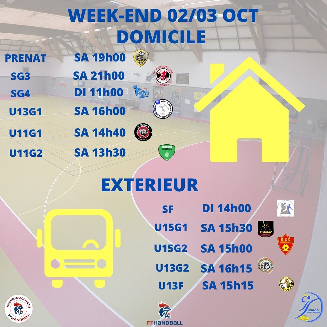 Planning du week-end 
#handball
<a href="/Villedebegles/">Bègles, le village urbain</a> 
<a href="/HandballBec/">BEC Handball</a>