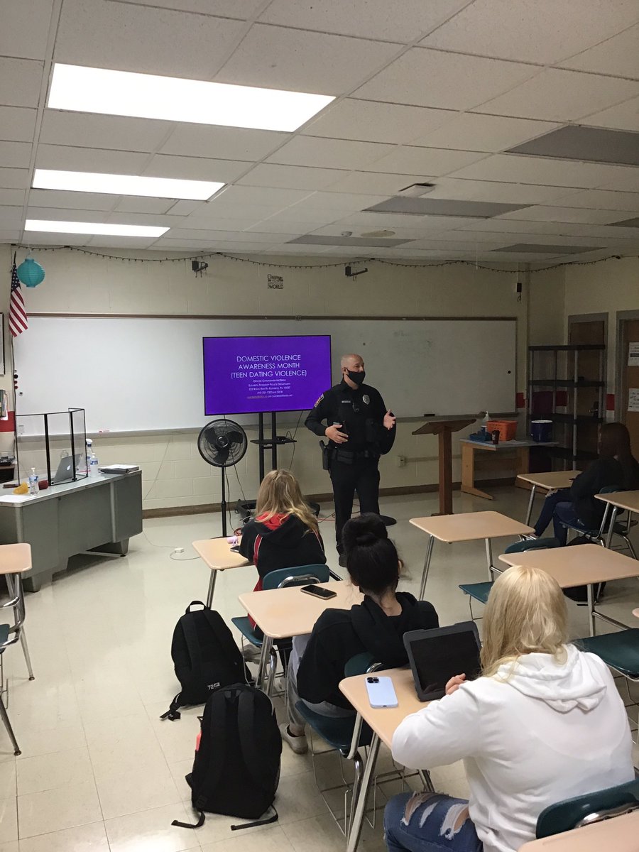 Guest speaker <a href="/SroMcbride/">SRO McBride</a> educating health students about domestic violence