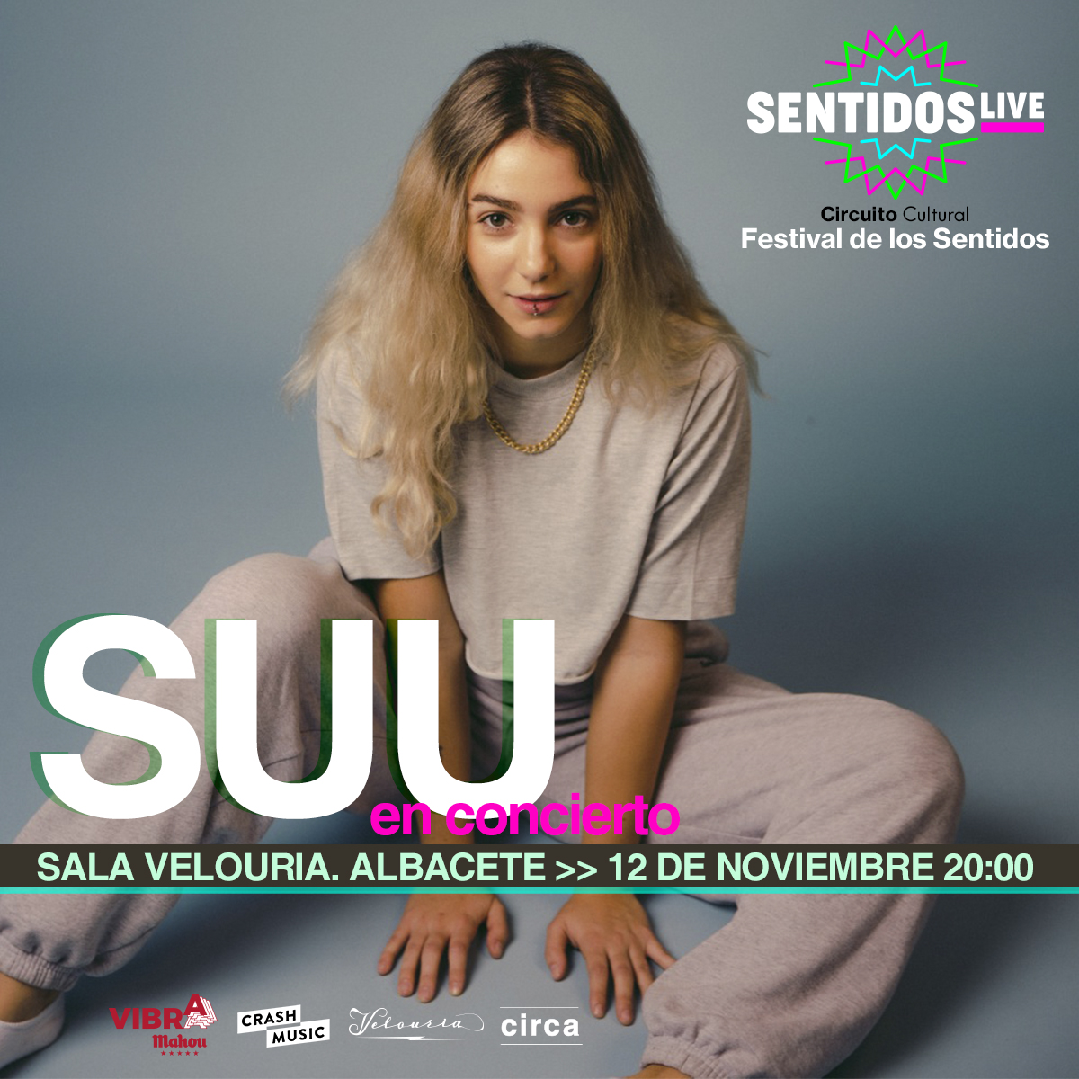 12 de noviembre en #Albacete // Sala <a href="/VELOURIA_LIVE/">VELOURIA LIVE</a>  🤩🥳

Suu en concierto
 
#SentidosLive // circuito cultural del Festival de los Sentidos

Entradas ya a la venta! 
Más info festivalsentidos.com