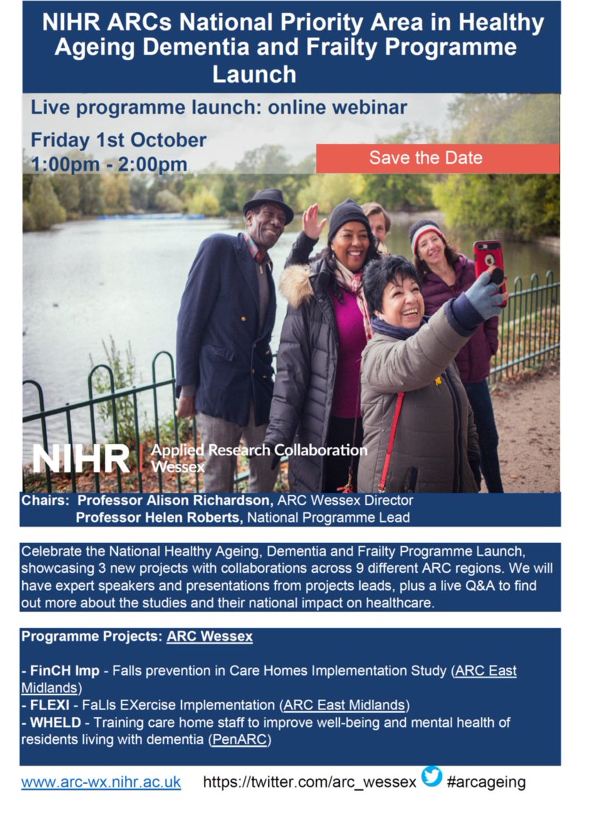 Saima Ahmed (@saims) on Twitter photo Celebrating the National #HealthyAgeing, #Dementia & #Frailty Programme Launch: showcasing 3 new projects with collaborations across 9 #ARC regions #NIHR
<a href="/ARC_GM_/">NIHR ARC Greater Manchester</a> <a href="/NIHRARCs/">NIHR Applied Research Collaborations (ARCs)</a> <a href="/NIHRresearch/">National Institute for Health and Care Research</a> <a href="/FLEXI_Study/">FLEXIStudy</a> <a href="/arc_wessex/">NIHR Applied Research Collaboration Wessex</a> @arc_em <a href="/Peninsula_ARC/">PenARC (NIHR ARC South West Peninsula)</a>
#HealthyAgeing #AgeingWell #arcAgeing Celebrating the National #HealthyAgeing, #Dementia & #Frailty Programme Launch: showcasing 3 new projects with collaborations across 9 #ARC regions #NIHR
<a href="/ARC_GM_/">NIHR ARC Greater Manchester</a> <a href="/NIHRARCs/">NIHR Applied Research Collaborations (ARCs)</a> <a href="/NIHRresearch/">National Institute for Health and Care Research</a> <a href="/FLEXI_Study/">FLEXIStudy</a> <a href="/arc_wessex/">NIHR Applied Research Collaboration Wessex</a> @arc_em <a href="/Peninsula_ARC/">PenARC (NIHR ARC South West Peninsula)</a>
#HealthyAgeing #AgeingWell #arcAgeing
