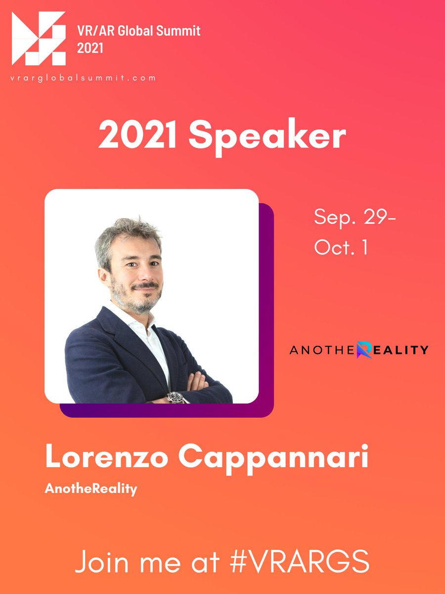 Let's talk about "Spatial Computing and the Metaverse: New Locations &amp; Experiences for Businesses" with our CEO Lorenzo Cappannari @ @VRARASummit!

📅Today, October 1st, at 5PM CEST

Get tickets here ➡️ lnkd.in/e4YyBm5

#vrargs #AR #VR #spatialcomputing #metaverse #devops
