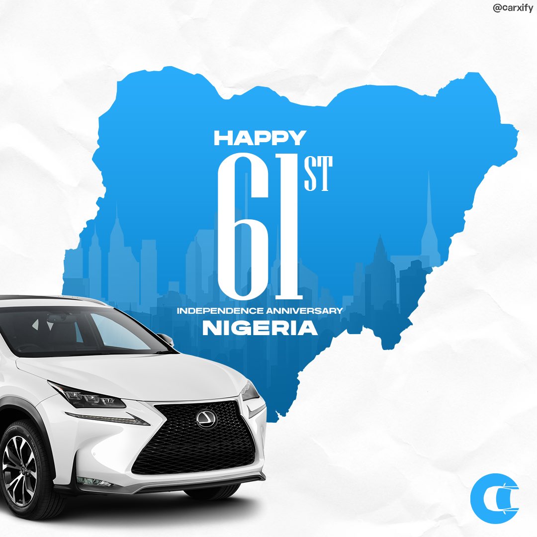 carxify's tweet photo. Happy 61st Independence Anniversary Nigeria.

From all of us at Carxify!
 
#HappyIndependenceDay https://t.co/gY2Tp4zHfh