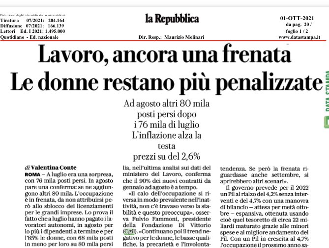 Parità salariale bla bla bla... riforma degli ammortizzatori sociali bla bla bla... Sicurezza sul lavoro bla bla bla... Pari opportunità bla bla bla... Conciliazione vita-lavoro bla bla bla... Smartworking bla bla bla... ripresa e resilienza bla bla bla... #blablabla