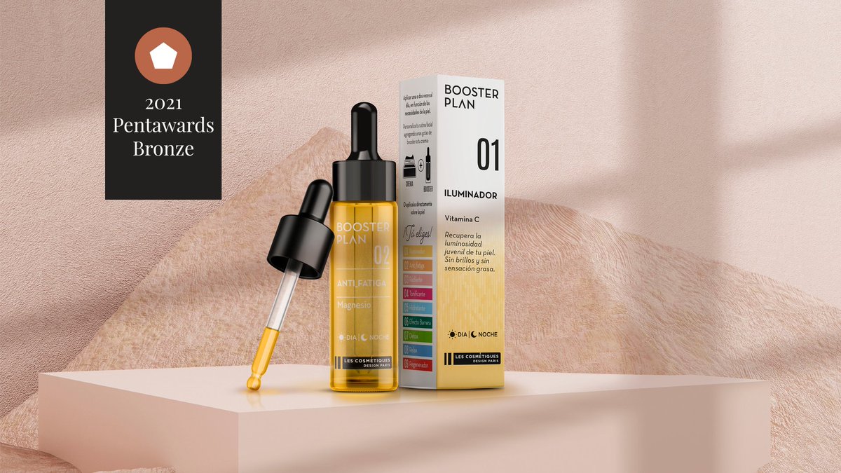 Nuestro #packaging de Les Cosmétiques Booster Plan es un Bronce en los premios @Pentawards #Pentawards2021 😍👏

#ElPackagingComoNunca #Packagingdesign #Awards #lacía
