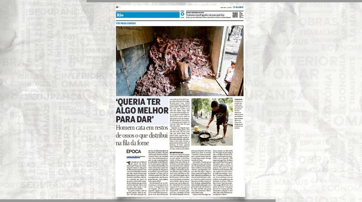 OmarAzizAm_'s tweet photo. Uma imagem que impressionou a todos nesta semana. Foi capa do jornal Extra e hoje está em O Globo. Registro do repórter fotográfico Domingos Peixoto, ela mostra a fome que voltou a assolar muitos brasileiros. https://t.co/xb5S0PwuMV