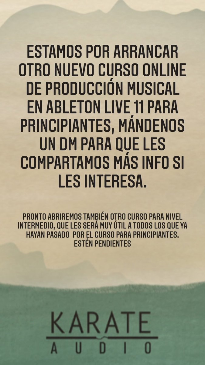 KarateAudio's tweet photo. Nuevo curso en octubre, interesados es escríbanos a info@karateaudio.com https://t.co/eV7LW57oPl