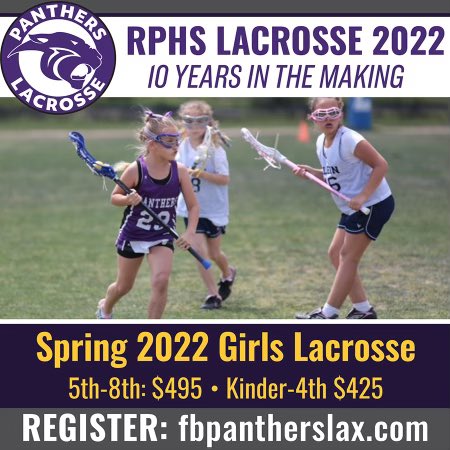 FBPanthersLax's tweet photo. Lady Panthers!  Good morning!!  Don’t forget to register for Spring 2022. Email fbpantherslax@yahoo.com with questions and to volunteer!! https://t.co/MUQu3xuOVe
