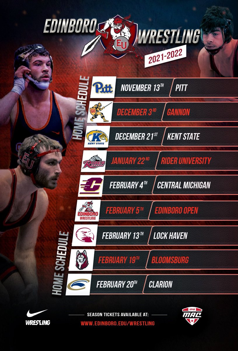 BoroAthletics's tweet photo. Wrestling fans: Season tickets for @BoroWrestling1 are on sale now! Visit the link to purchase tickets to all Edinboro home matches and tournaments. #GoBoro https://t.co/Ih0OfcmHXT https://t.co/s3Cy9e8Jpt
