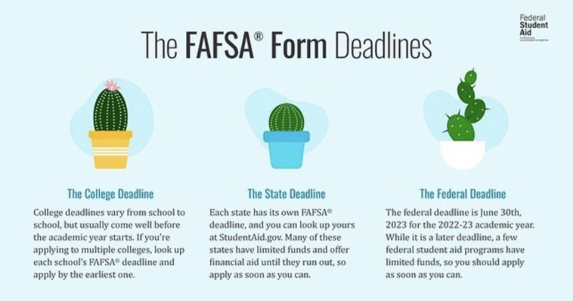 CHStoCollege's tweet photo. THE FAFSA OPENS TODAY!!! Message me with any questions! https://t.co/wNxFvk5S62