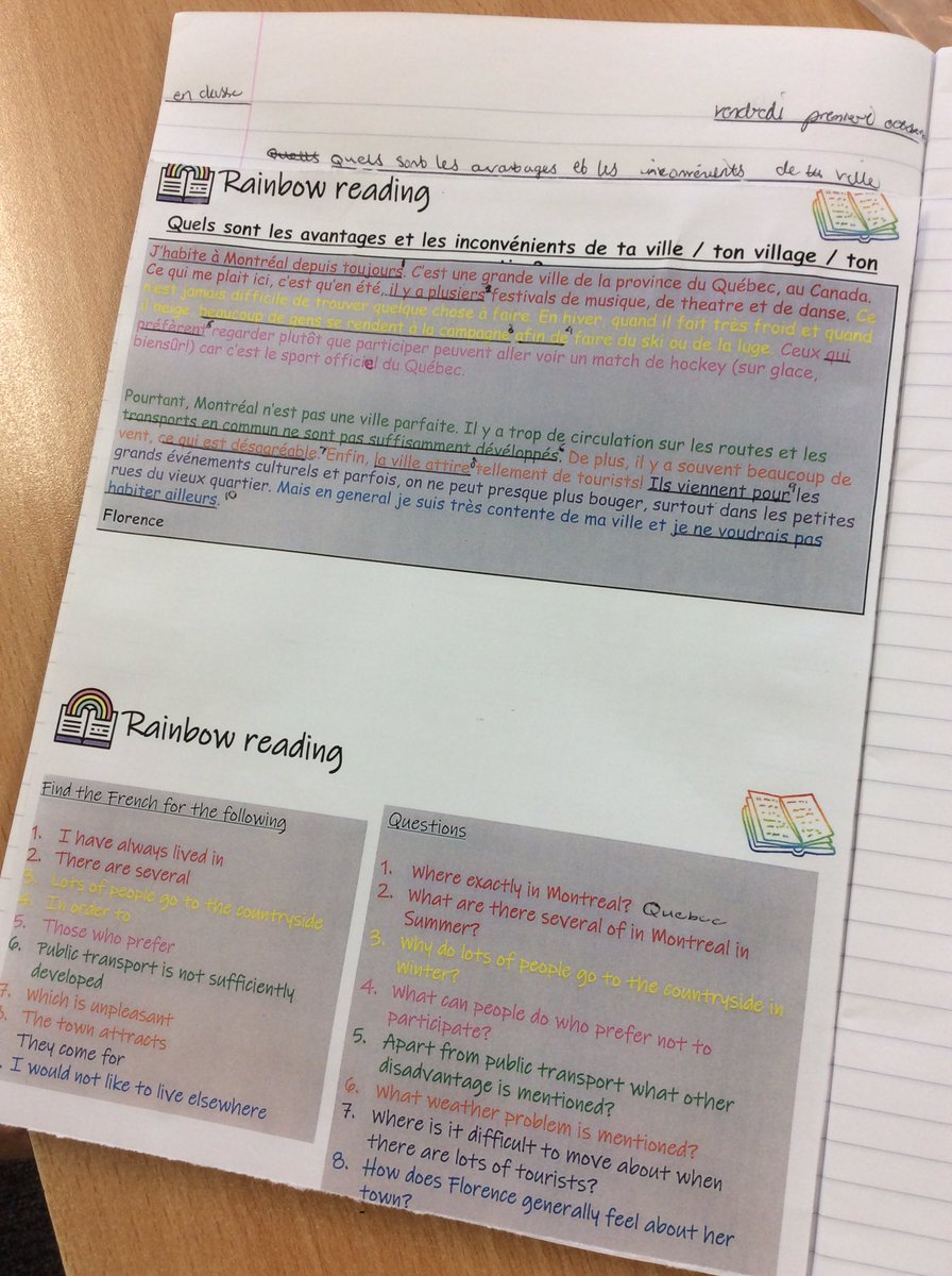 MFLOLCHS's tweet photo. Trying out the โRainbow Readingโ idea from @MFLWyedean with Year 11 ๐๐๐ป๐๐ซ๐ท #olchsmfl #mfltwitterati #readinginmfl https://t.co/cPPg905dFR