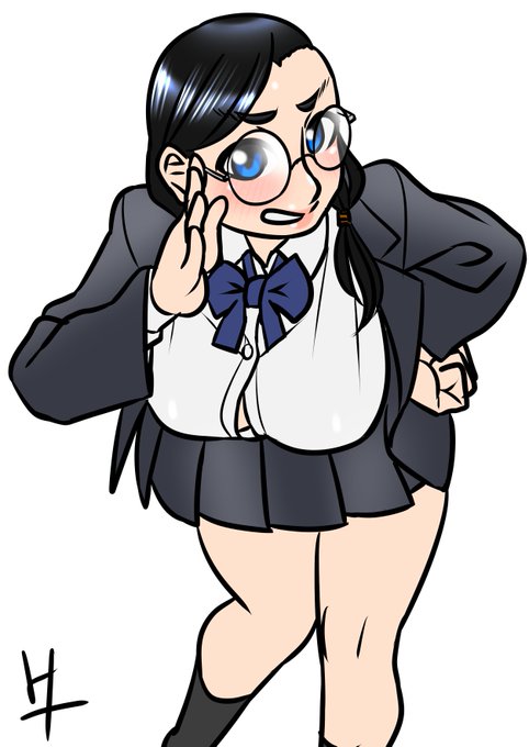 まじめ牛JKちゃんを描いた。メガネはまじめの建前。
#眼鏡の日 #メガネの日 