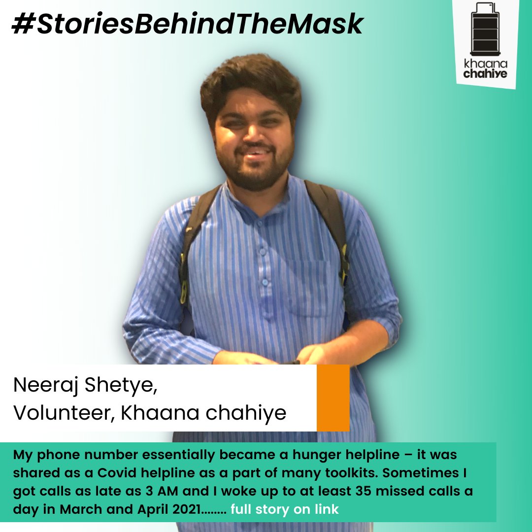 #StoriesBehindTheMask - Neeraj Shetye ( <a href="/neeerajx/">Neeraj नीरज</a>  ) 
Volunteer, Khaana Chahiye.

Full story - khaanachahiye.com/behind-the-mas…

Interviewed By @Prernawontstop

Team #KhaanaChahiye