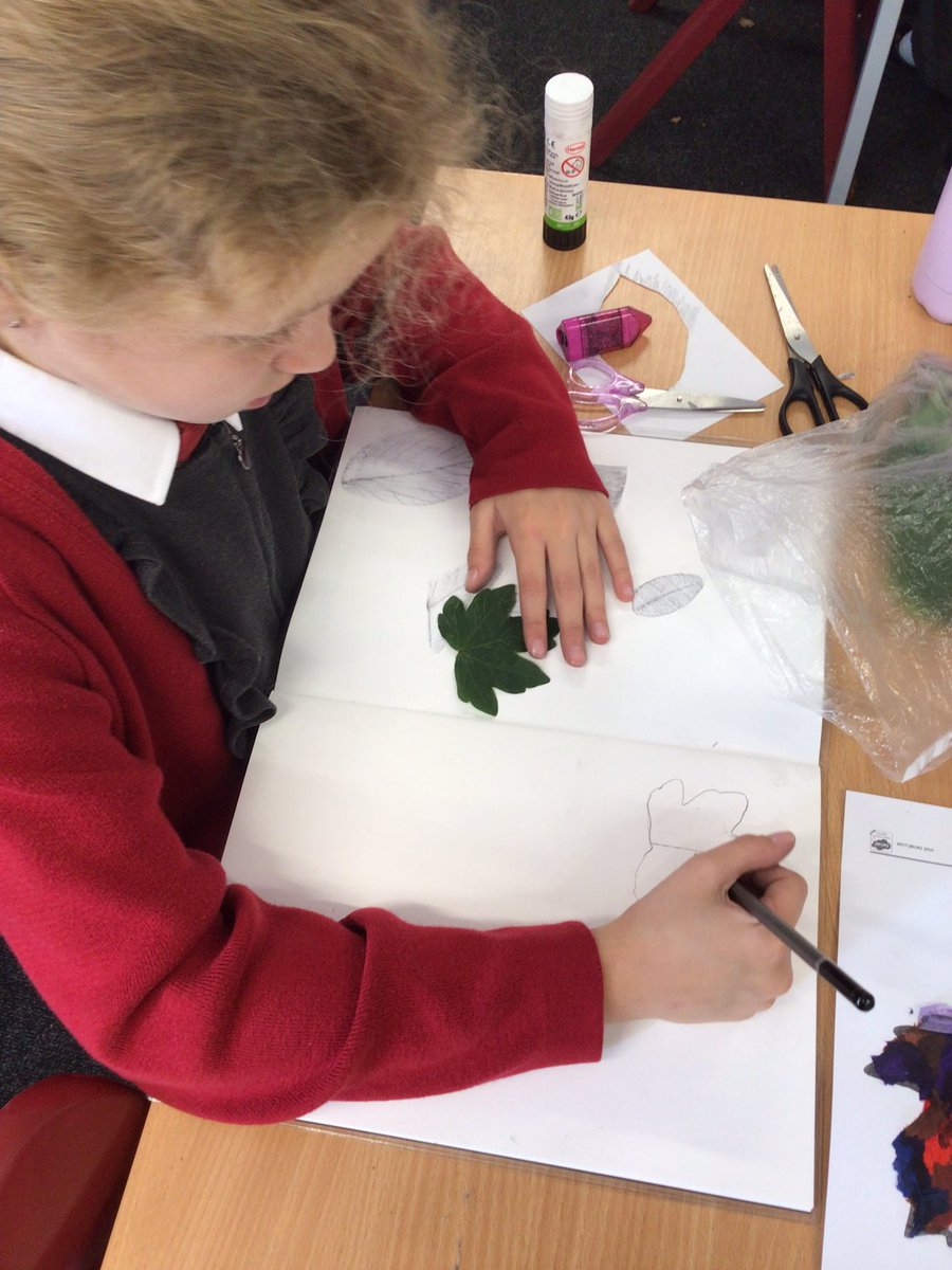 LoosePrimary's tweet photo. Leaf rubbing and creations for our collage based on #theredtree https://t.co/vEZuQpG3PC