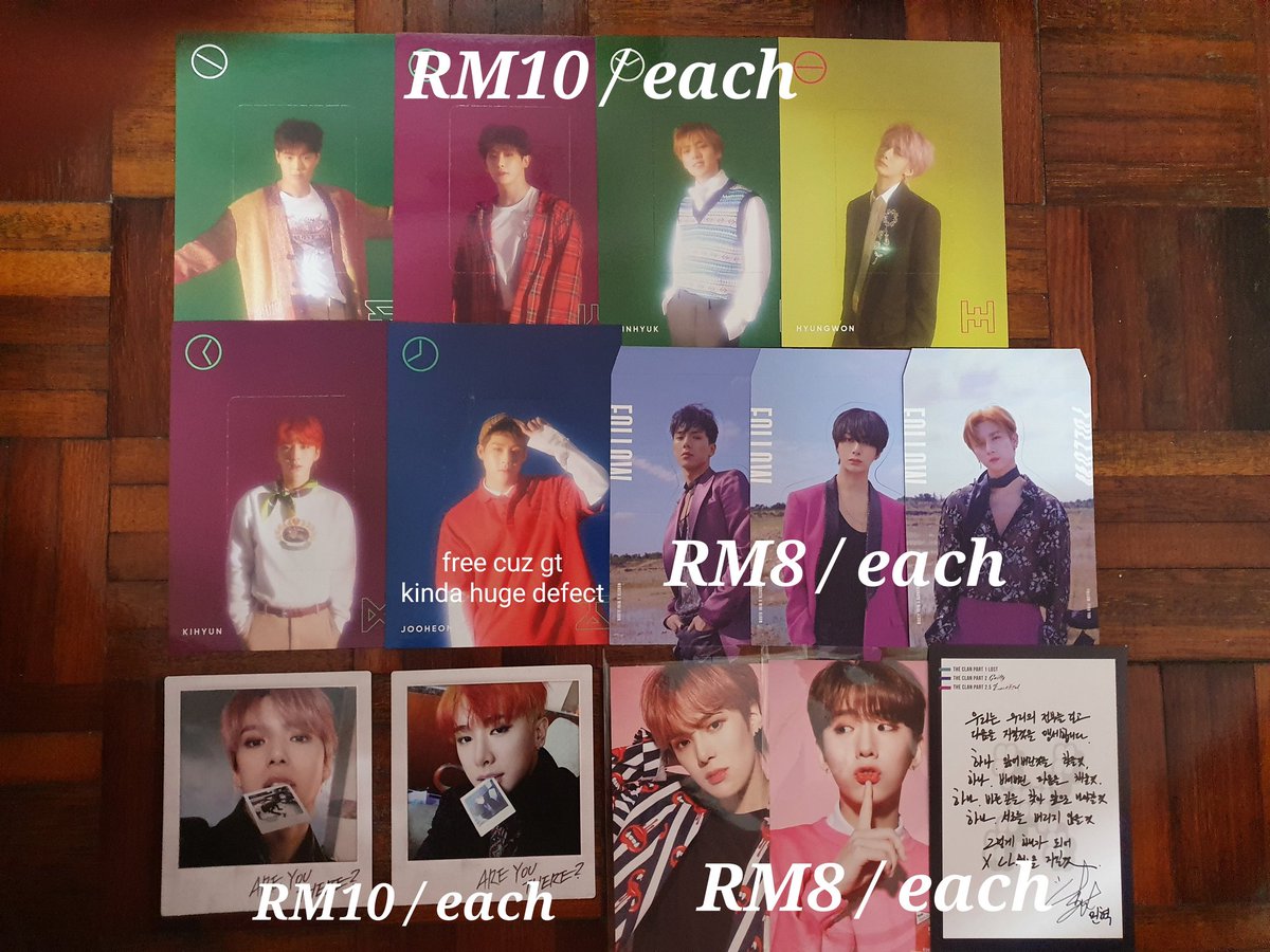 [Help RT] WTS/LFB 🇲🇾 WORLDWIDE 🆗️
MONSTA X PHOTOCARDS 몬스타엑스 셔누 원호 민혁 형원 기현 주헌 아이엠 창균 포카 양도

POSTAGE RM8 WM, RM13 EM
#pasarmonstax #pasarmx #pasarmonbebe #wtsmonstax