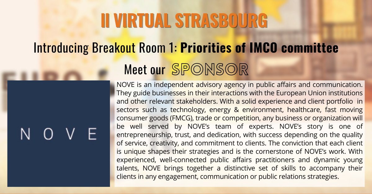 ⌛ ll VIRTUAL STRASBOURG COUNTDOWN: 1̳1̳ 𝐝𝐚𝐲𝐬 𝐥𝐞𝐟𝐭!

Introducing breakout room 1: Priorities of IMCO Committee - Meet our SPONSOR <a href="/NoveBrussels/">NOVE</a> 
 
Register for the event ➡️ britcham.eu/event/II%2BVir…