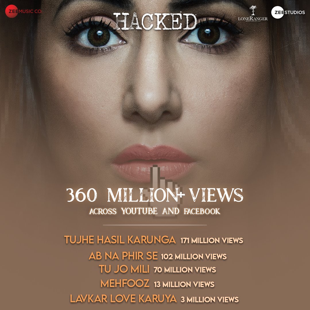 With 360 million+ views across YouTube and Facebook, the album of #Hacked has us all hooked! 

youtube.com/watch?v=EQwTm4…

#Hacked #VikrampBhat @eyehinakhan @Rohaan_ @mohitmalhotra9 #SidMakkar #AmarThakkar #KrishnaVBhat @anuragbedi @ZeeStudios_ @AmjadNadeem22 @yasserdesai